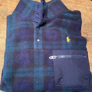 Quarter Zip Ralph Lauren pullover dark green and dark blue